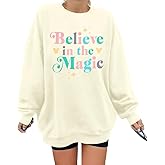BANGELY Magical Sweatshirt Women Magic Kingdom Shirt Funny Believe in Magic Graphic Pullover Family Holiday Long Sleeve Tops
