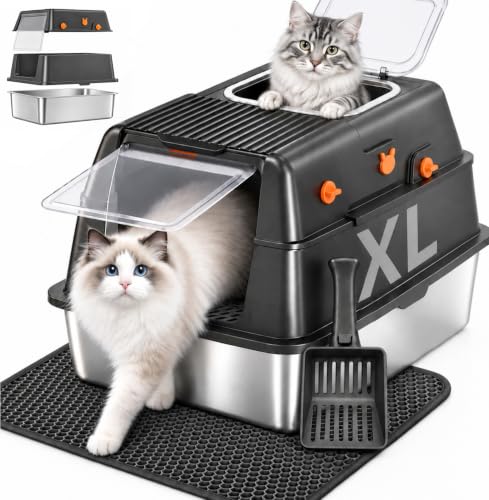 Cictiv Stainless Steel Enclosed Litter Box