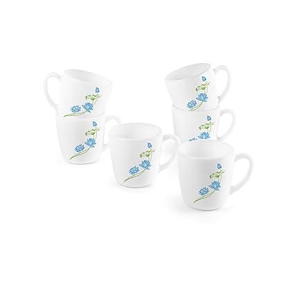 Cello Neelkamal Opalware Ricca Mug Set, 6-Pieces, White