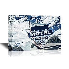 Canvas Wall Art - Old Motel Sign on Route 66, USA - Gallery Wrap Modern Home Art | Ready to Hang - 12x18 inches
