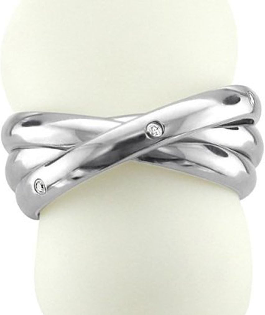 3 Circle Stainless Steel Diamond Band Ring (0.03 carat)