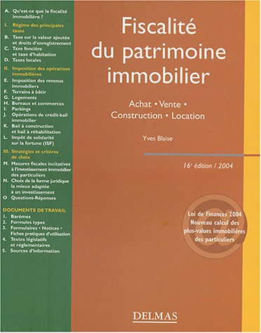 Fiscalité du patrimoine immobilier