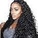 BEAUFOX Deep wave Lace Frontal Wigs Pre Plucked Human Hair Lace Front Wigs with Baby Hair Remy Human Hair Wigs for Women (14in Front Wigs, Natural Color)