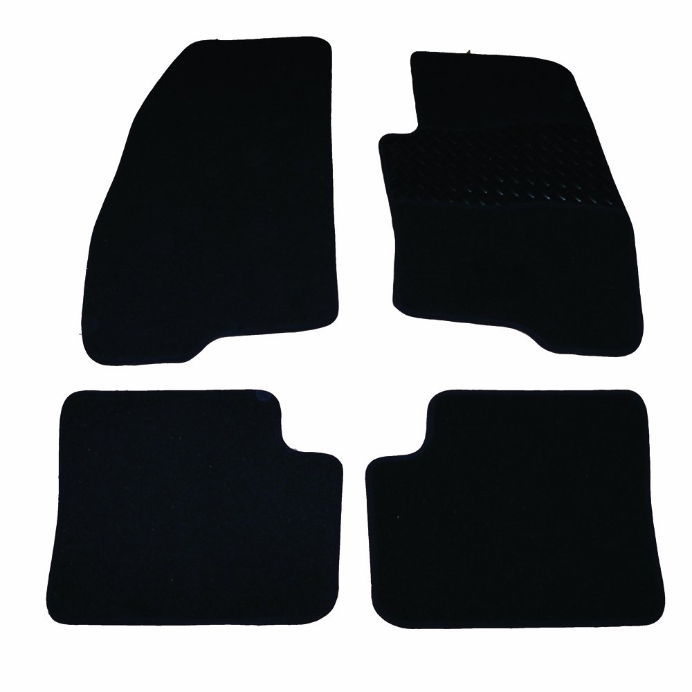 Sakura Carpet with Rubber Heelpad Mat Set for Fiat Grande Punto 06-10 - Black