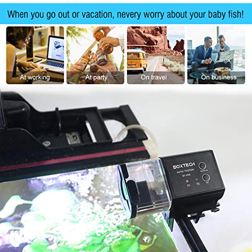 Boxtech Automatic Fish Feeder Aquarium Tank Timer Fish Feeder Two 1.5V Battery Operated