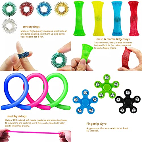 Fidget Sensory Toys Set 37 Pcs Relieves Stress and Anxiety Fidget Toy With Pop Bubble Sensory Fidget and Squeeze Widget for Children Adults Relaxing Therapy, Perfect for ADHD Add Anxiety Autism