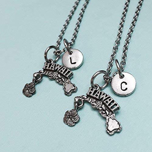 Best friend necklace, Hawaii necklace, state necklace, bff