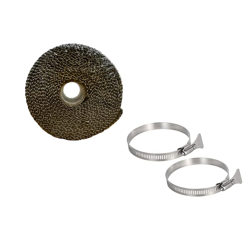 TAISOCA Anti-Scald Fireproof Wrap Pipe Protector, Wood Stove Pipe Accessories, Fireproof Pipe Wrap Webbing for Exhaust Chimney with 2 Clamps (Khaki, 5m)