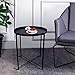 Round Metal Side Table - 20'' Tall Reversible Tray Small End Table, Modern Steel Patio/Garden/Sofa/Coffee/Bed/Nesting Tables Nightstand for Living Room Bedroom Decor Indoor Outdoor (Black)