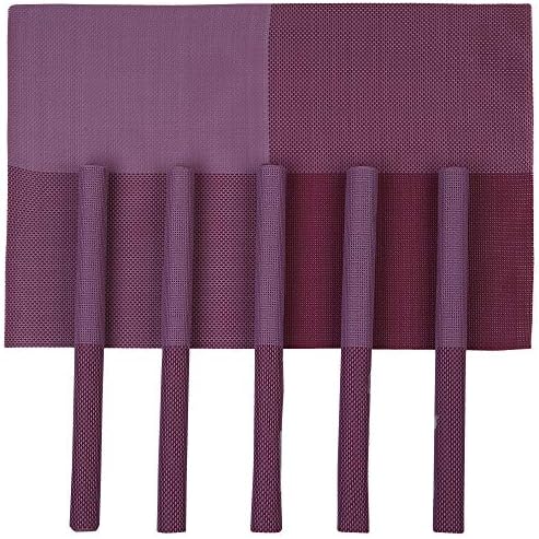Clasiko PVC Reversible Table Mats, Kitchen & Dining Placement; Color - Dark Purple & Light Purple; Set of 6 Pcs; 30 x 45 Cms