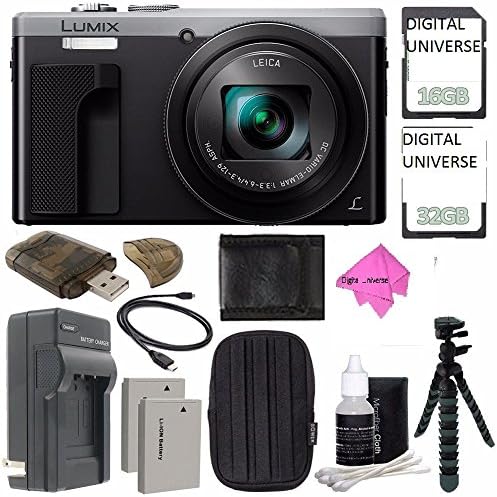 Panasonic Lumix DMC-ZS60 Digital Camera (Silver) + 32GB + 16GB + Rechargable Li-Ion Battery + Small Carrying Case + Charger + HDMI Cable + Card Reader + Small Tripod Bundle INTERNATIONAL MODEL