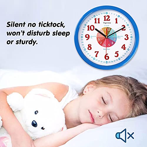 Vigorwise Telling Time Teaching Clock for Kid & Parents, 10 Inch Education Wall Clock for