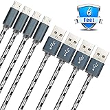 Travalo 6 Feet Nylon Braided Micro USB Charging Data Cable for Samsung, Nexus, LG, Motorola, Android Smartphones and More (4 Pack)