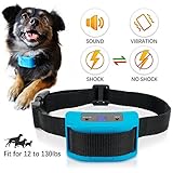 Dog Bark Collar No Barking Shock Collar for Small Medium Large Dogs by Best Buds with Humane No Shock Mode Vibration Beep Sound Automatic Adjustable Electric Training Collar[Blue]