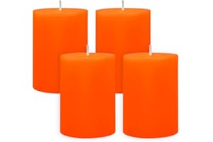 AMUSAER 4 Packs Dripless Orange Pillar Candles 2x3 Inch Unscented 24 Hour Fall Harvest Cylinder Candles for Thanksgiving Day Dinner Tables, Wedding, Party, Home Decor