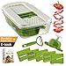 Adjustable Mandoline Slicer - Vegetable Slicer with 5 Stainless Steel Blades in Storage Box, Holder, Container with Lid, plus Peeler and Ebook, Easy to Use Julienne Food Slicer by NioChef