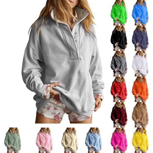 Oversized Jumpers Sweatshirts for Women UK Jumpers Lapel Half Zip Pullover Ladies Sweatshirt Long Sleeve Tops Fall Winter Hoodies Warm Tunics Womens Hoodies