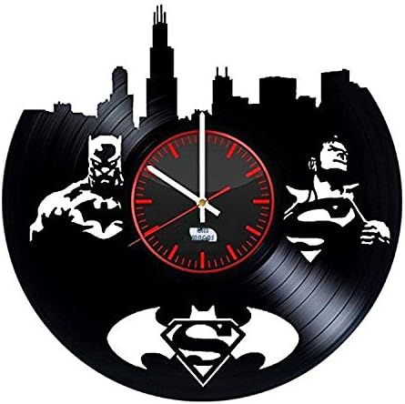 Superhero Vinyl Record Wall Clock - Get unique kids room wall decor - Gift ideas for friends. men and women - Comics Unique Modern Art