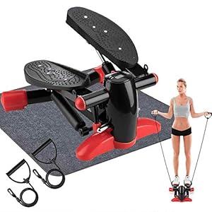 Exercise Stepper, Mini Aerobic Stepper Machine with Display, Quiet Fitness Stepper with Resistance Bands, Massageable…