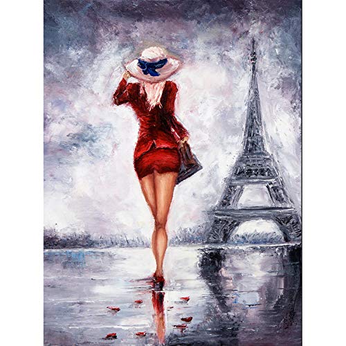 Lady Wearing Red In Paris Art Print Canvas Premium Wall Decor Poster