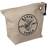Klein Tools 5539NAT Zipper Bag, Canvas Tool Pouch is 10-Inch Consumables Bag for Storing Parts, Brass Grommet for Easy Hanging, Natural