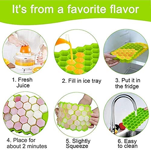 Silicone Ice Cube Trays,Easy-Release, BPA Free, Ice Tray with Lid for Baby Food,1 Pack of 37 Ice Cube Moulds for Chilled Drinks, Whiskey & Cocktails (1 Ice Tray)
