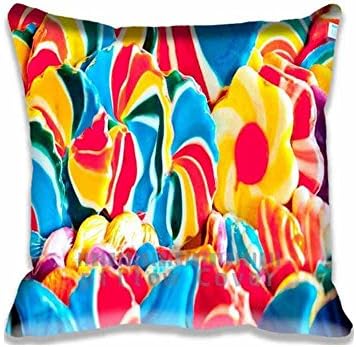 Colorful Candies Throw Pillow Covers Design - Food and Drink Pillowcases ; Decorative Cotton Cushion Covers Nice Gift for Girl ,Simpel Design Pillows Protector