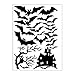 JnM Vinyl Studio Halloween Window Cling Set of Bats a Tree and Haunted House 8 x 11.5 Sheet Black