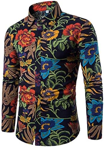 ten is heart Shirt Men's Long Sleeve Floral Casual Cool Designer Cotton Botanical