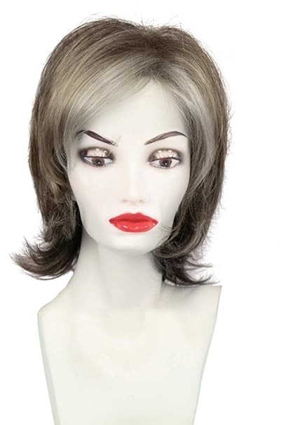 Medium Auburn Silver White Mixed Colors Layered Full Wigs With