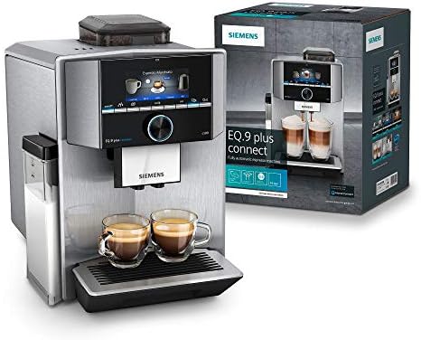 Siemens EQ.9 Plus Connect s500 TI9553X1RW – Machine à café automatique connectée avec écran tactile – Permet de préparer deux tasses simultanément – Mode Barista – Couleur : Inox