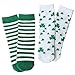 OLABB 2 Pairs St Patricks Day Socks for Kids, Baby Socks Toddler Knee High Hosiery Shamrock/Clover Green&White Striped