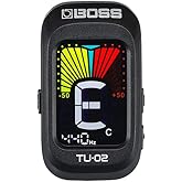 BOSS Chromatic Clip-On Tuner for Guitar, Bass and Ukulele | Reliable and Precise Battery Powered Tuner with High-Contrast Col