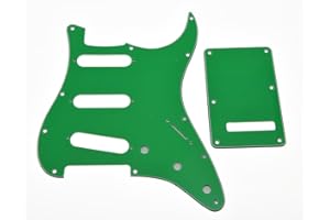 KAISH 11 Hole Strat Style SSS Pickguard ST Back Plate Tremolo Trem Cover for USA/Mexico Stratocaster/Strat Green 3 Ply