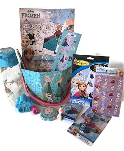 Disney Frozen Gift Basket - Birthday, Holiday, or Get Well Gift Basket with Water Bottle, Stickers, Arts and Crafts for Girls Ages 3-9