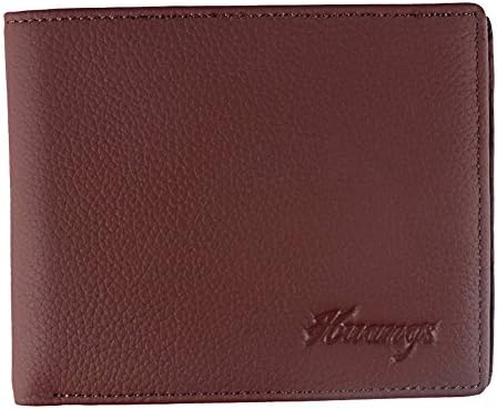 Men's Leather Bifold Wallet Flip Up ID Window With Gift Box