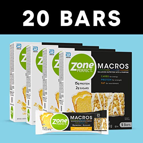 Zone Perfect Macros Protein Bars, with 15g Protein, 2g Sugars, and 18