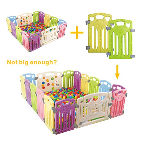 Baby Playpen Kids Activity Centre Safety Play Yard Extra Panel (Multi Green) - //coolthings.us