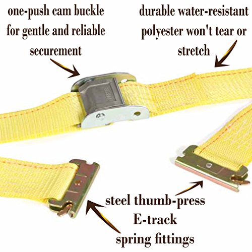 2 ETrack Straps, 2" x 12' Cam Buckle Cargo TieDown Straps for ETrack Tie Down Systems in