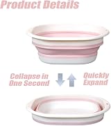 haoyuan 5L Collapsible Washing Up Bowl Foldable Portable Basin Pink view 3
