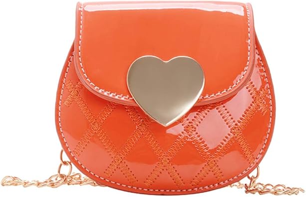 Amazon キッズ バッグ ショルダー ショルダーバッグ 斜めがけ 女の子 ポシェット チェーンバッグ かわいい ハート柄 可愛い 子供バッグ キッズ 斜めがけバッグ 通園 通学 遠足 お出かけ おしゃれ 子供 キッズ かばん オレンジ フリーサイズ ショルダーバッグ