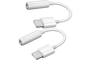 2 Pack USB Type C to 3.5mm Female Headphone Jack Adapter, USB C to Aux Audio Dongle Cable Cord Compatible with iPhone 16 Pro 