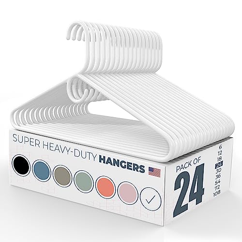 24pk Made in USA Super Heavy Duty Plastic Clothes Hangers Bulk 20 30