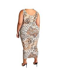 Conjuntos de vestido midi de talla grande para mujer sexy de 2 piezas - Conjunto de faldas bodycon sin mangas con estampado de leopardo sin mangas