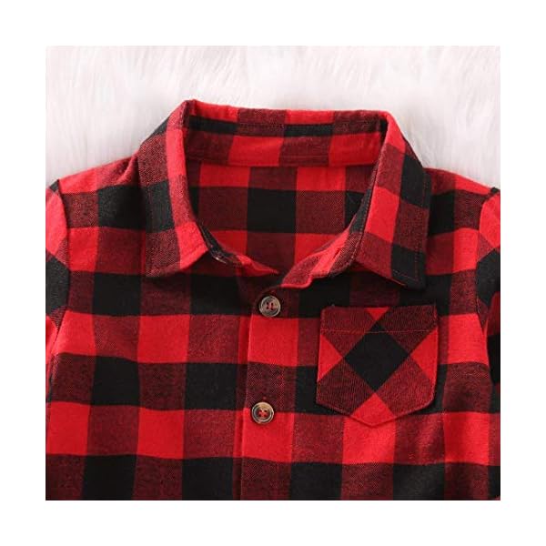 Kids Little Boys Girls Baby Long Sleeve Button Down Red Plaid Flannel Shirt Plaid Girl Boy 1T-6T - Image 6