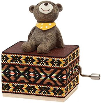 Macinta Wooden Lovely Animals Music Box Tune Sky City Hand Crank Metal