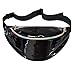 AIWENSI Shiny Hologram Fanny Pack Multi-Function, Soft PU Laser Fashion Travel Bag Wasit Pack for Women Girls, Rave, Festival, Party, Black