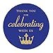 Royal Blue Little Prince Thank You stickers, Gold Glitter Boy Baby Shower or Birthday Party Crown Sticker Labels, 2 Inch Round, 40-Pack