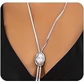 Chunky Baroque Pearl Herringbone Y Necklace,Plated Gold Irregular Bead Lariat Necklace,Aesthetic Snake Chain Long Necklaces for Women