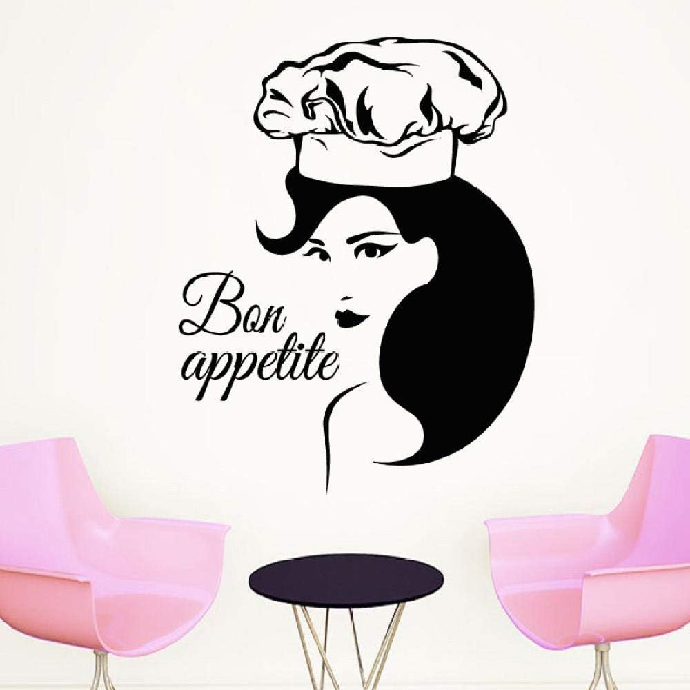 ttnan Kitchen Wall Decal Bon Appetit Interior Wall Stickers Chef Woman Home Decor Art Stickers 42X57Cm